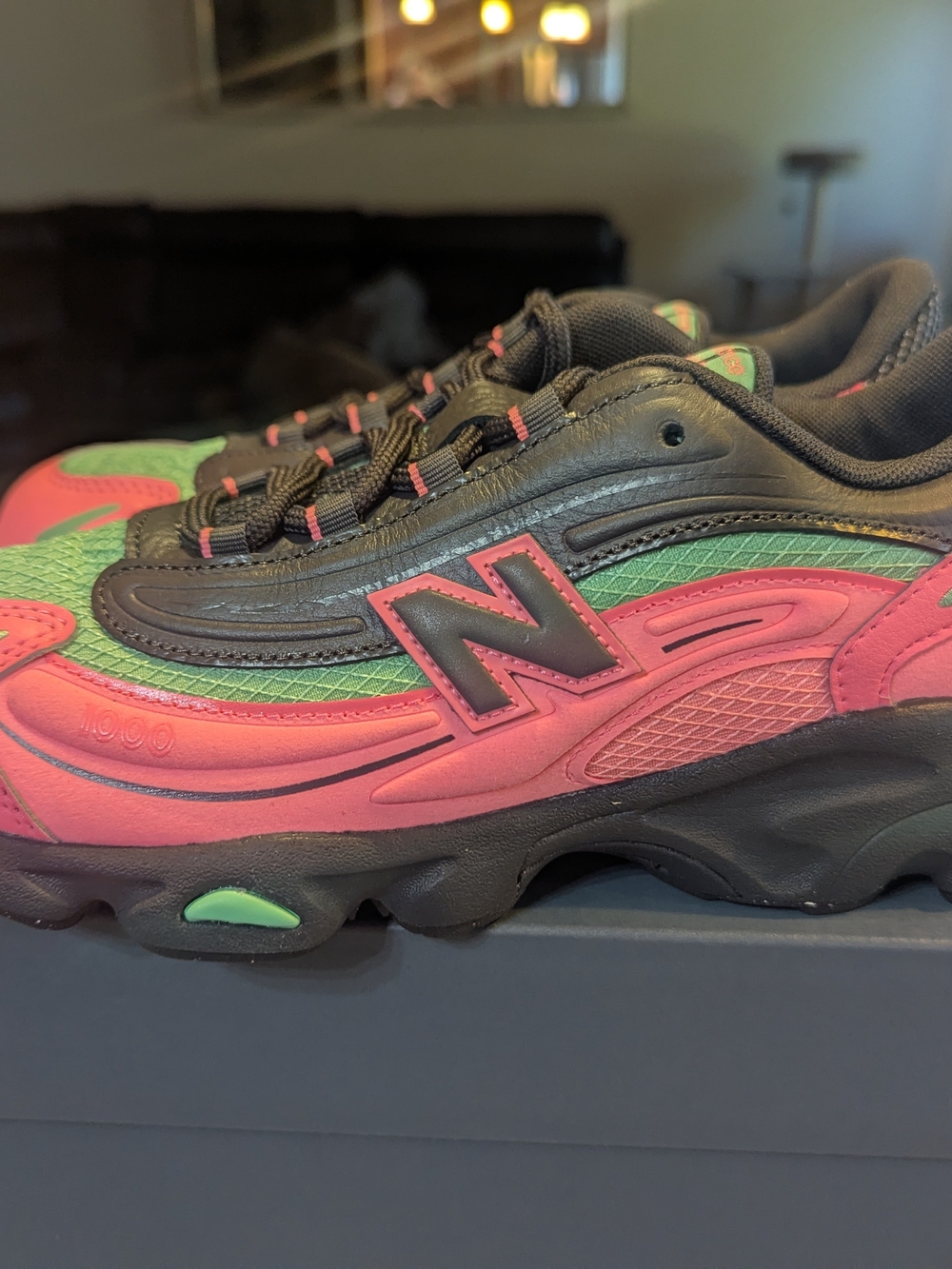 New Balance Pink and Green Youth 6 or Women 7.5